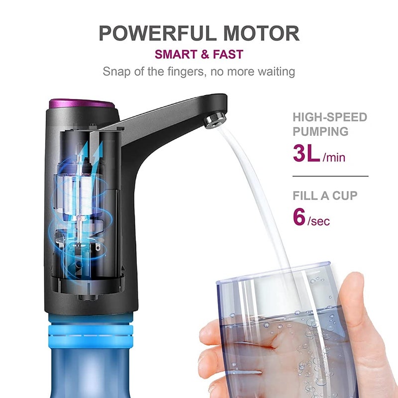 ZONE INDUSTRY CORP. 5 Gallon Water Dispenser, Automatic Drinking Water Bottle Pump - USB Charging Universal Fit - Portable Water Bottle Switch for Travel, Home, Kitchen, Office, Camping - Image 3